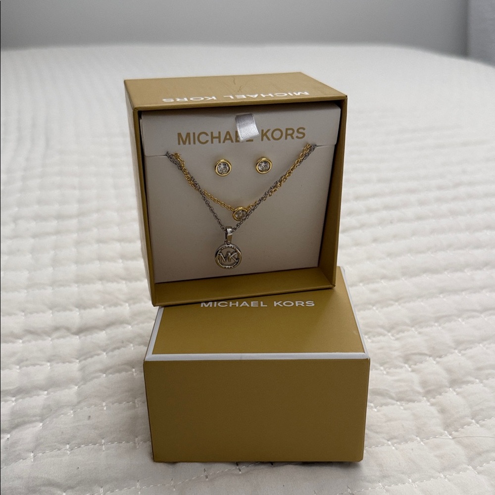 Michael Kors Gold Necklace and Earring Set